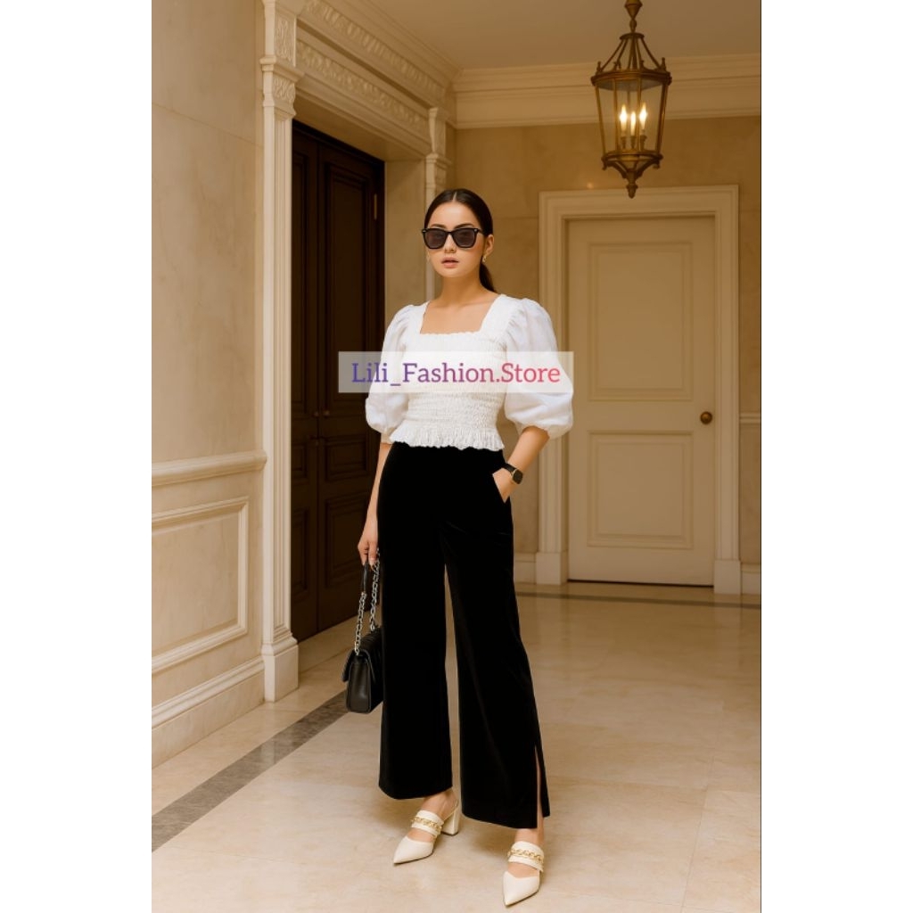 BS Celana Panjang Wanita Kulot Bahan Scuba Belah Samping – Celana Kerja Modis dan Nyaman Dipakai Seh