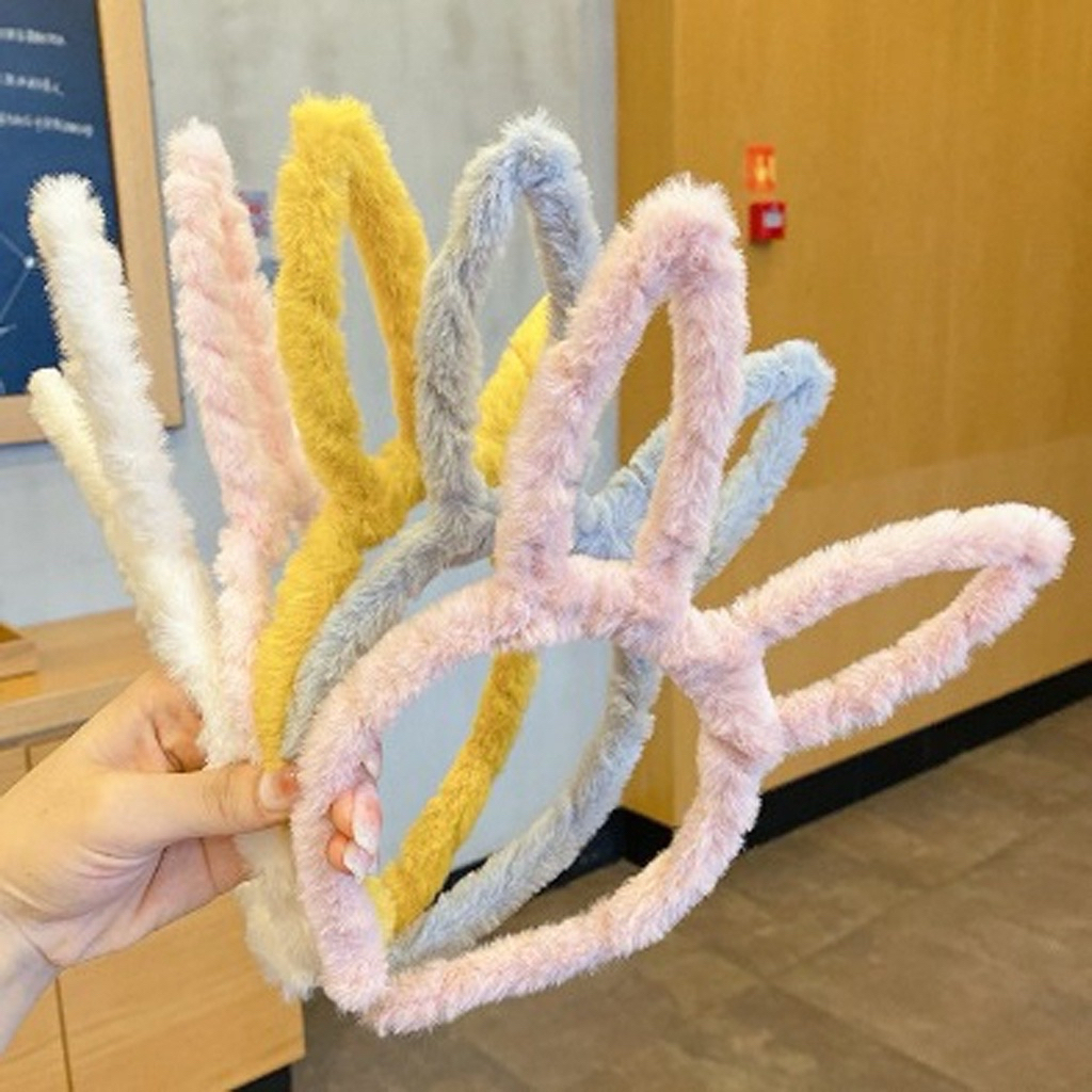 Bando Lucu Karakter Hewan Bulu Halus / Bando Motif Kuping Kelinci Beruang / Bandana Wanita Anak dan 