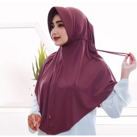 Hijab Bergo Hamidah Serut Belakang Kaos Jersey Premium Jilbab Serut Jokowi Jersey Premium | Jilbab S