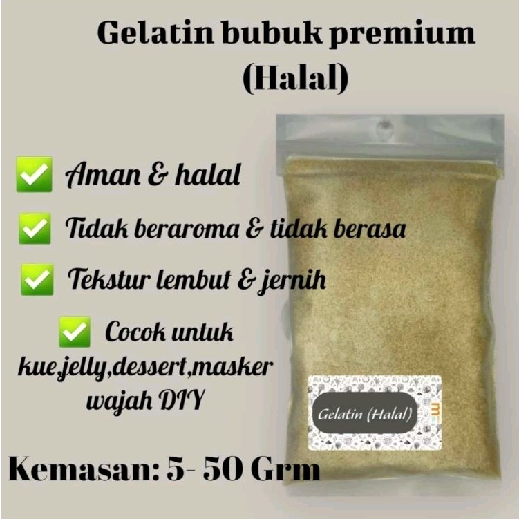 

Gelatin (Halal) Bubuk Premium Organik Murni Asli Tanpa Campur