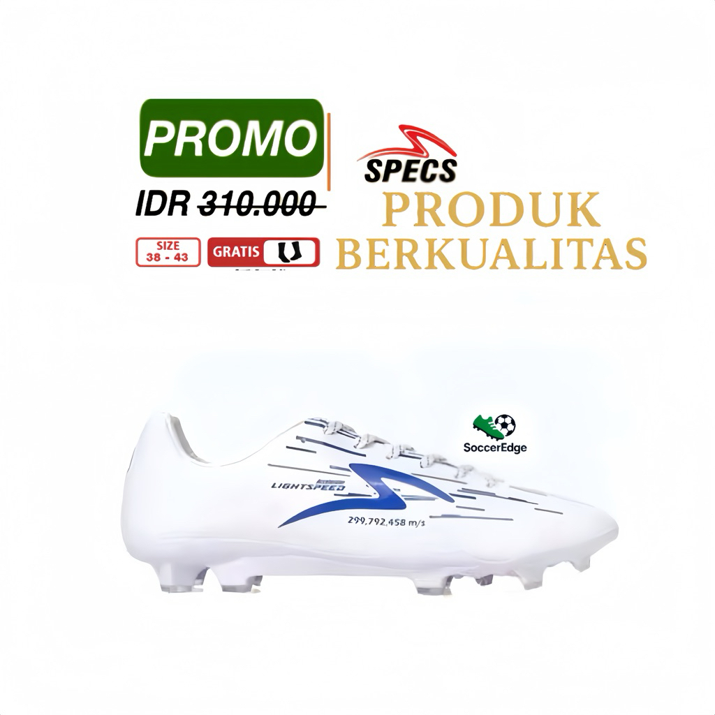 Sepatu Bola Spech Lightspeed Reborn FG White/Dazzaling Blue