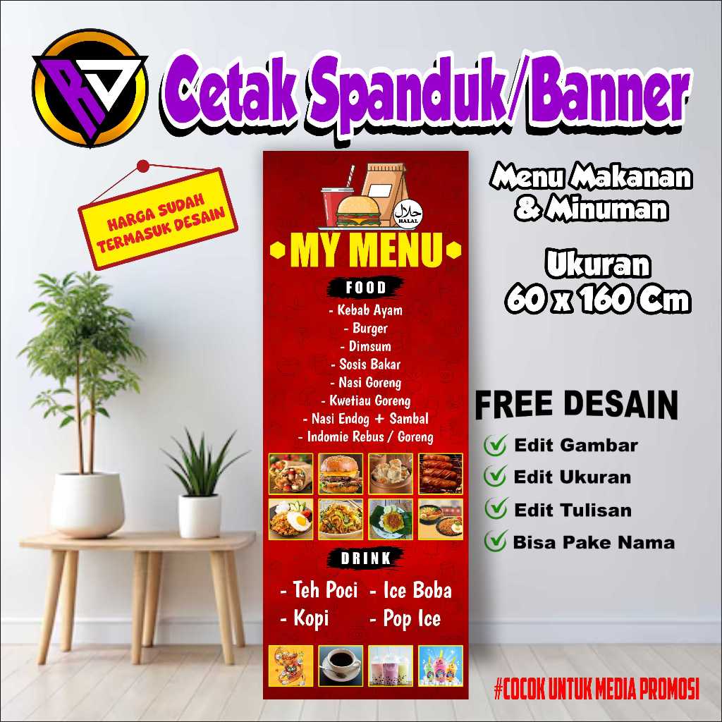 SPANDUK BANNER MENU MAKANAN & MINUMAN