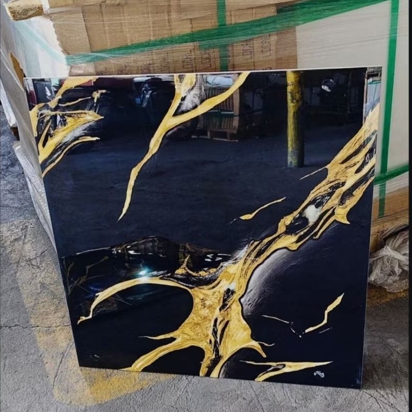 GRANIT 60X60 GLOSSY MOTIF HITAM MARMER | CANISA BLACK GOLD EXPORT - ARNA-