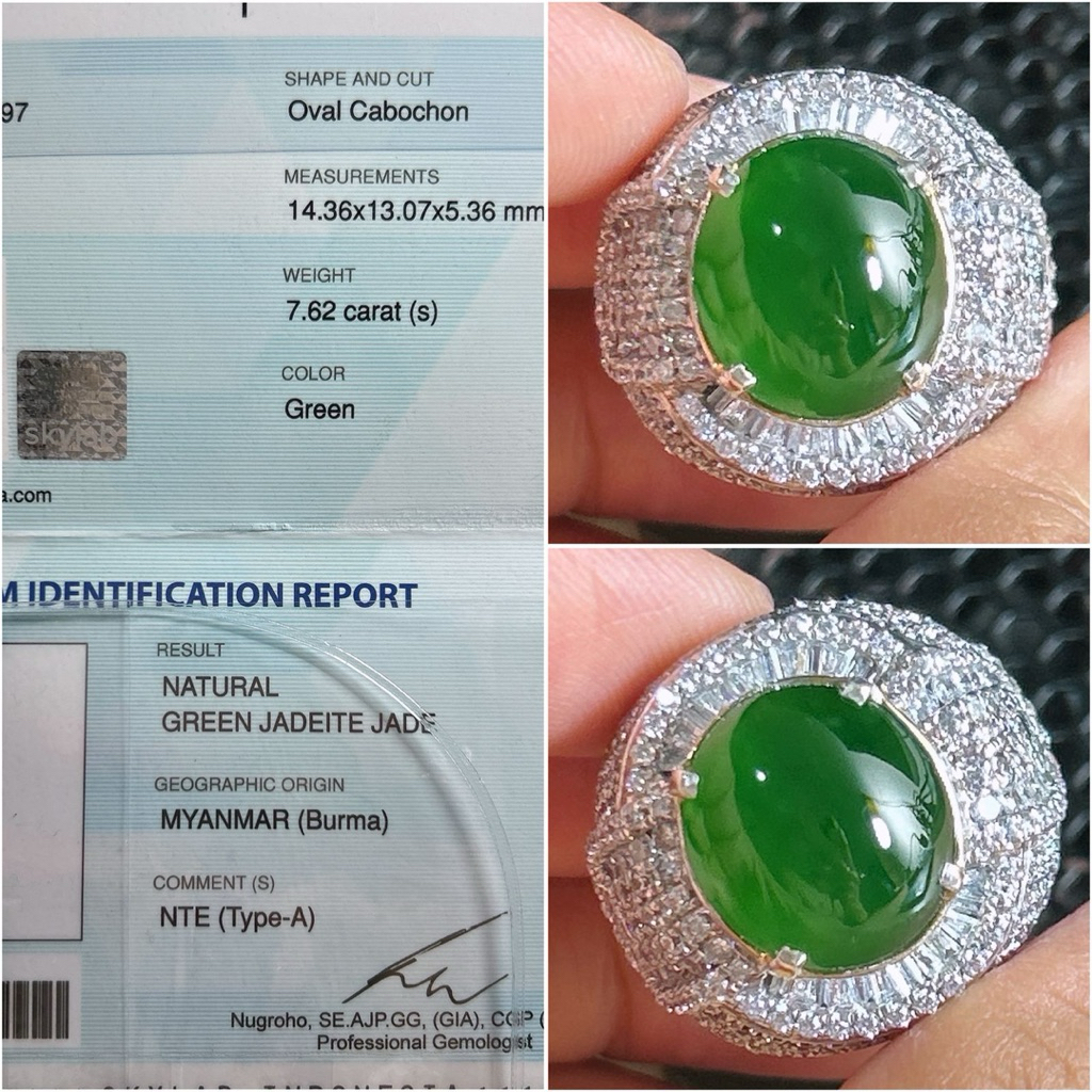 NATURAL JADEITE JADE / GIOK BURMA (imperial green) TYPE A + SKY LAB