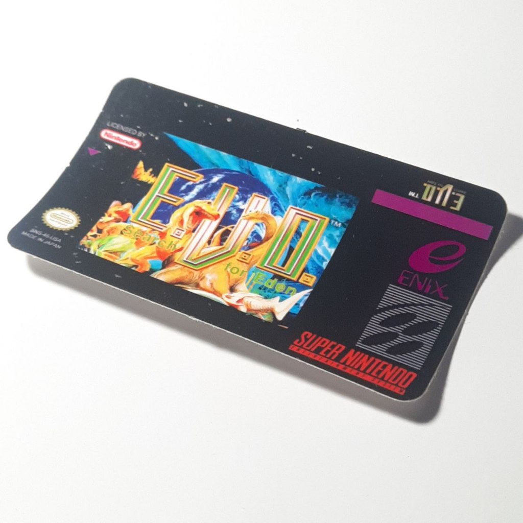 Kaset Super Nintendo SNES 16 Bit USA Evo Secret Of Eden Sticker Label Game Jadul Judul Satuan