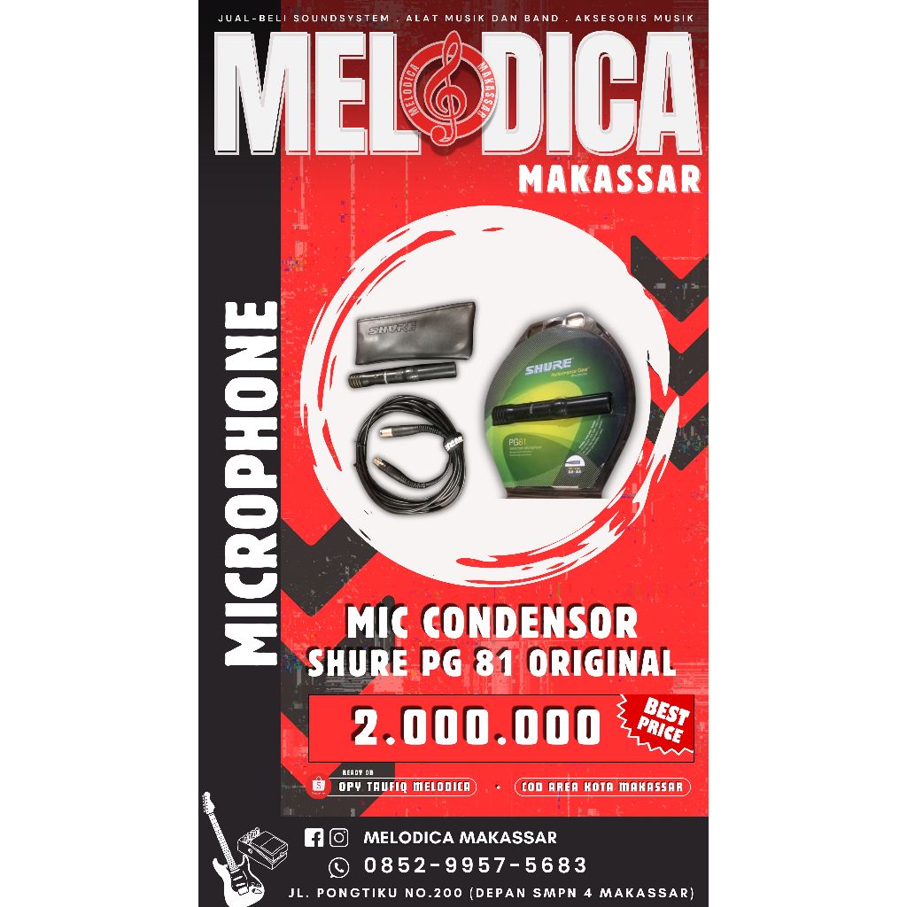 Micrphone SHURE PG81 Condenser Original - Mic Condenser Shure Original