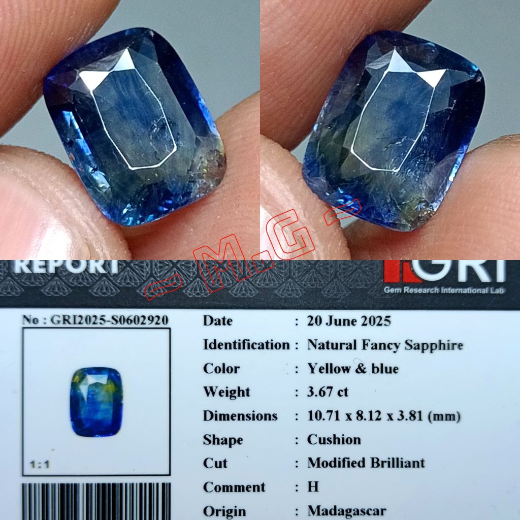 NATURAL FANCY SAPPHIRE HEATED MADAGASCAR MEMO GRI