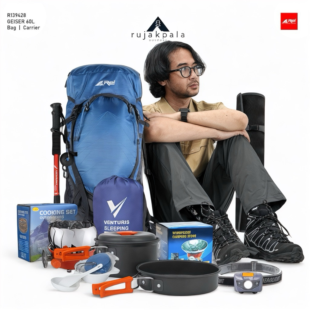 Paket mendaki Long trip.1  - carrier arei geiser 60L / paket tas gunung keril rei 60L geiser