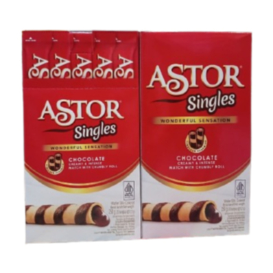 

Astor Singles Chocolate Wafer Stik Cokelat ( 1 Pak Isi 20 )