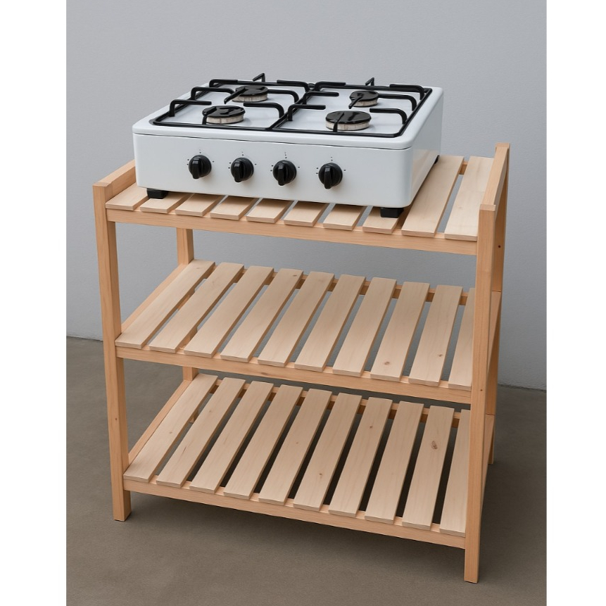 RAK KOMPOR 2 TUNGKU 3 SUSUN KAYU