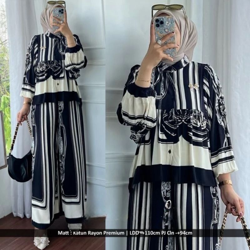 TERBARU GEMMI SET RAYON LD 110  CELANA KULOT TANGAN BALON // ONE SET RAYON // SETELAN RAYON ONE SET 