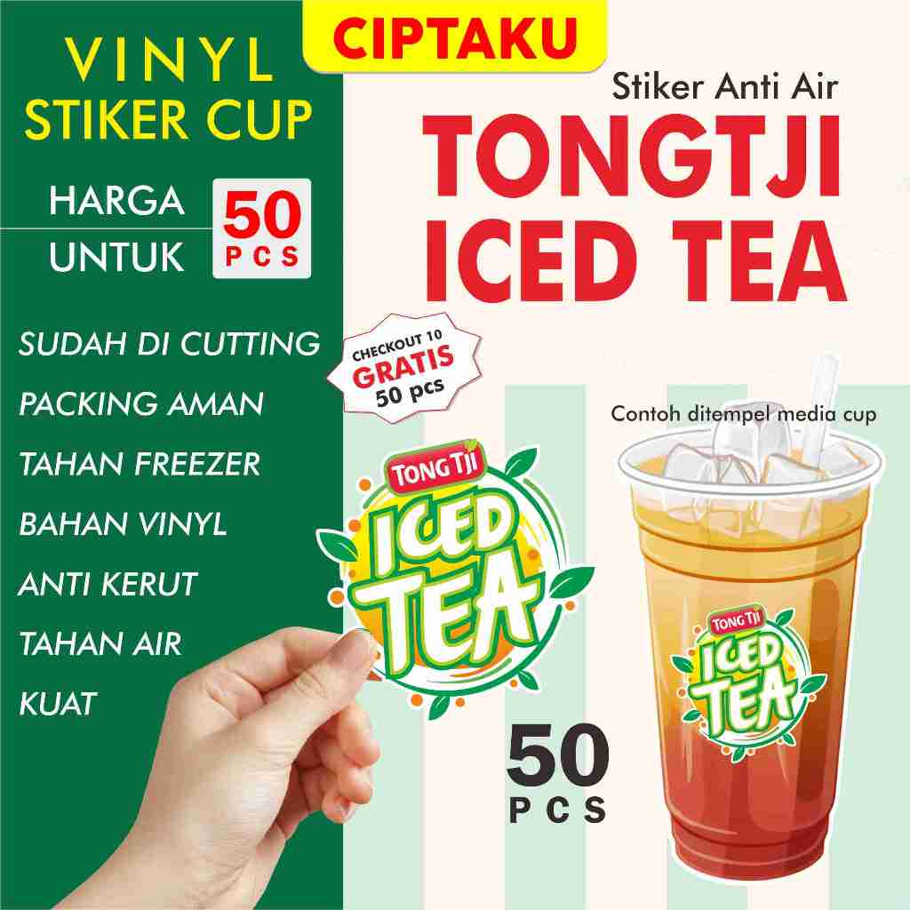 

Tong Tji Iced Tea Stiker Anti Air bahan VINYL 50 pcs