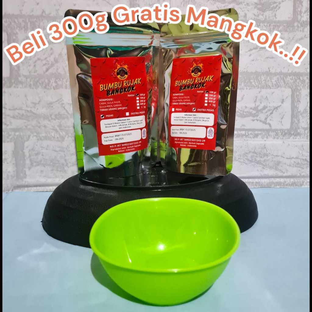 

Promo 300g Bumbu Rujak Bangkok Cocol Pedas & Extra Pedas Manis Asin Gurih 100g dan 500g Halal