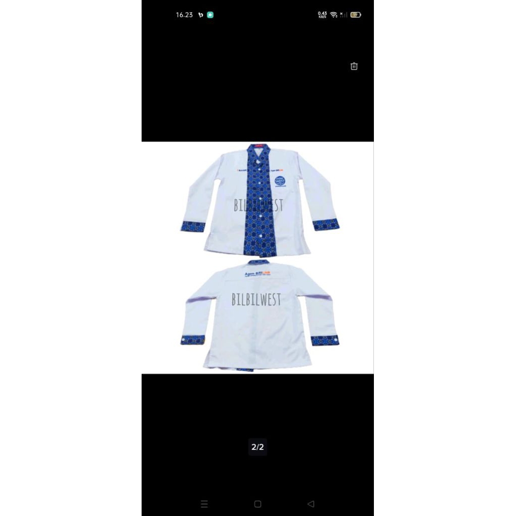 KEMEJA BAJU SERAGAM AGEN BRILINK PUTIH BATIK
