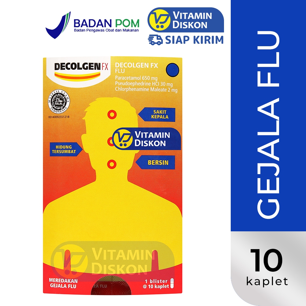 DECOLGEN FX - 1 STRIP ISI 10 TABLET | Obat Meredakan Flu, Bersin, Hidung Bersumbat, Pilek, Sakit Kep