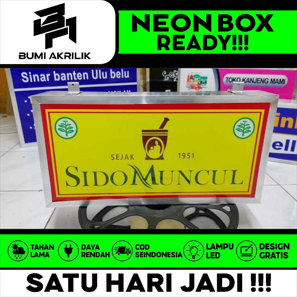 Simona.Co Neon Box Sidomuncul Akrilik 2 Sisi Led Waterproof