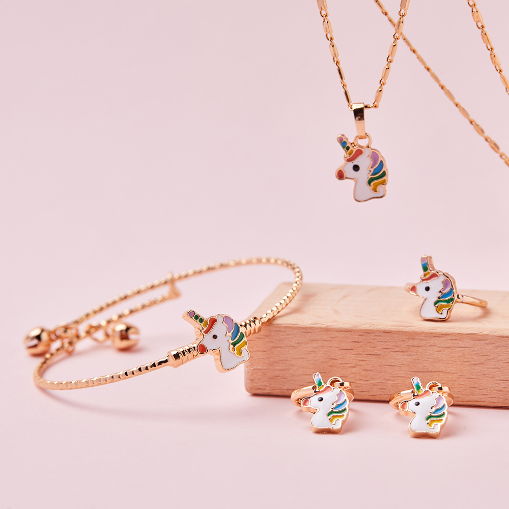 Set Perhiasan Anak Hello Kitty Titanium Set Kalung Anting Anak Perhiasan Anak Satu Set Emas