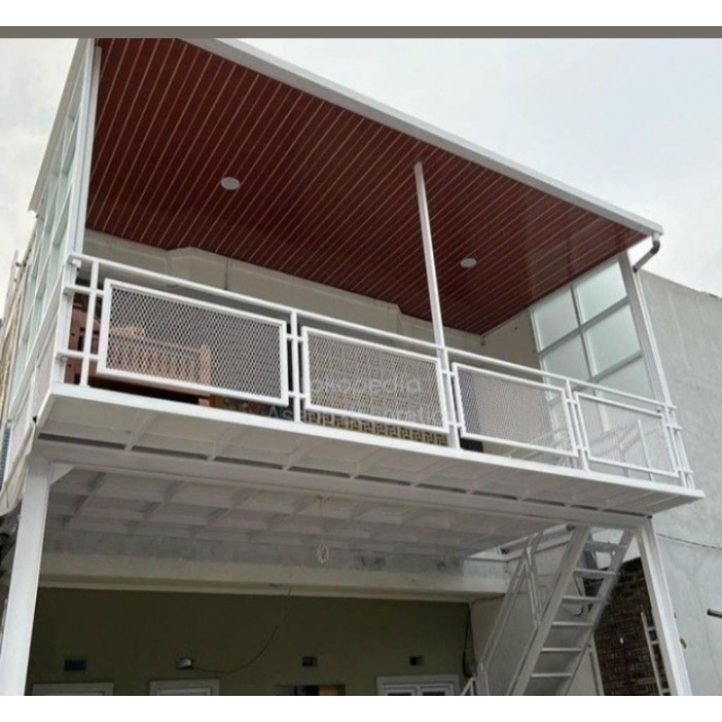kanopi besi dua lantai/mezanin besi/rumah minimalis modern