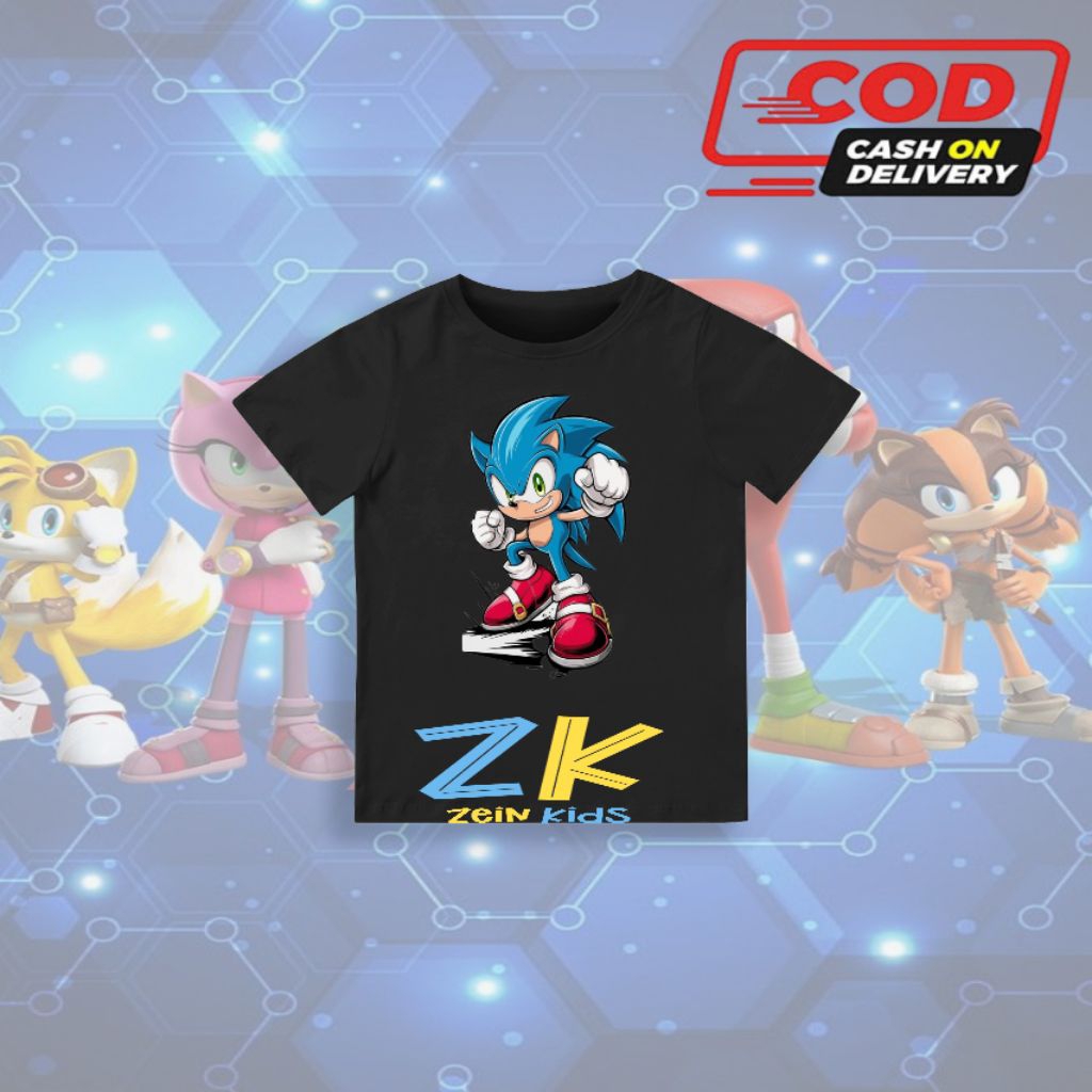 T-shirt Anak Animasi Sonic / Baju Anak Animasi Sonic / Fashion Anak Animasi Sonic
