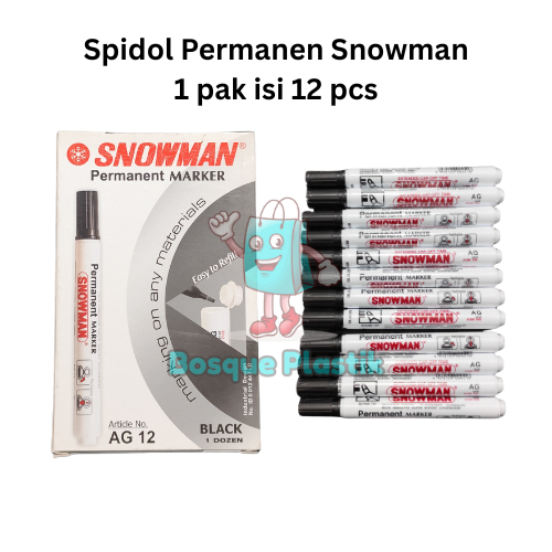 

SNOWMAN 1 Pak Isi 12 Pcs - Spidol Permanent Marker AG-12 / Produk Original - Refilable