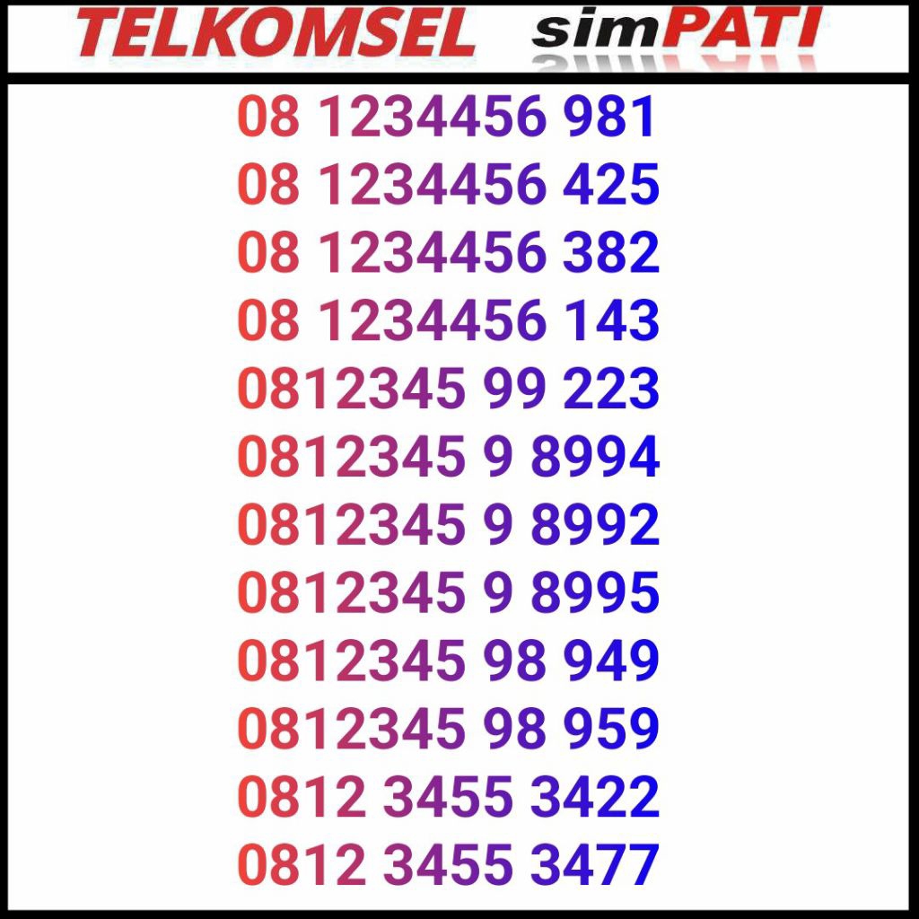 nomor cantik telkomsel simpati 2 nomor urut