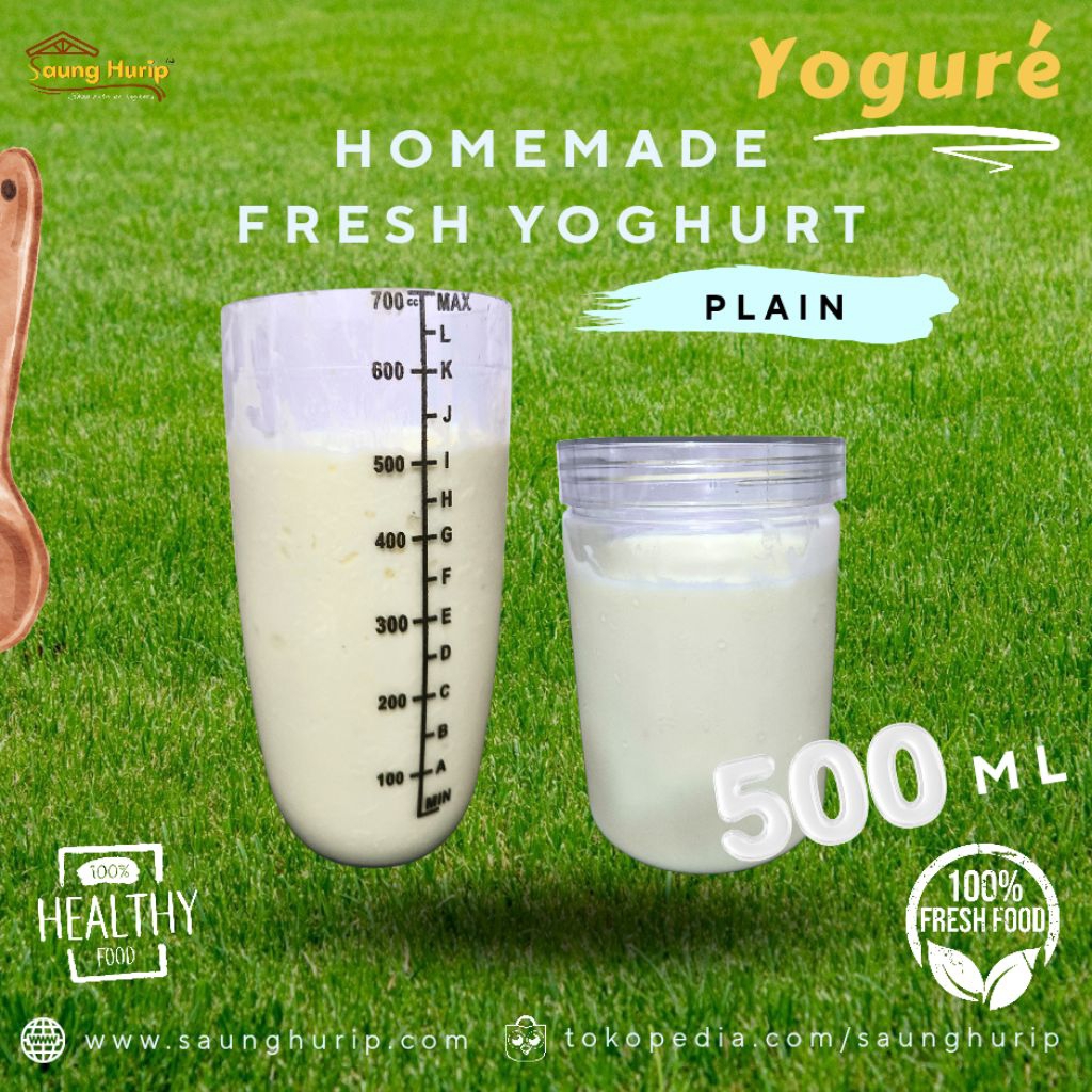 

Yoguré Greek Yogurt Fresh Homemade Yoghurt Plain 100% Makanan Sehat dan Segar 500 ml