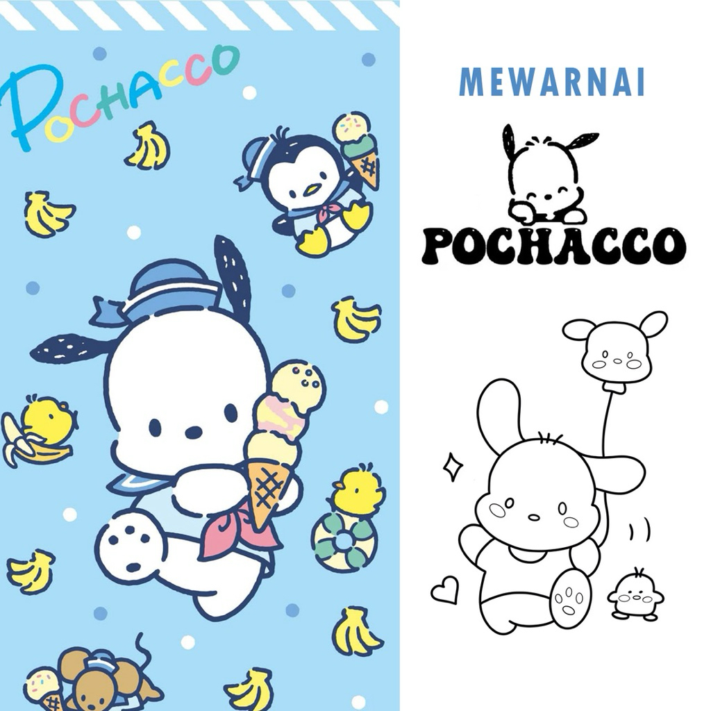 

15 Lembar A5 | Kertas Mewarnai tema POCHACCO | 15 Kertas gambar berbeda