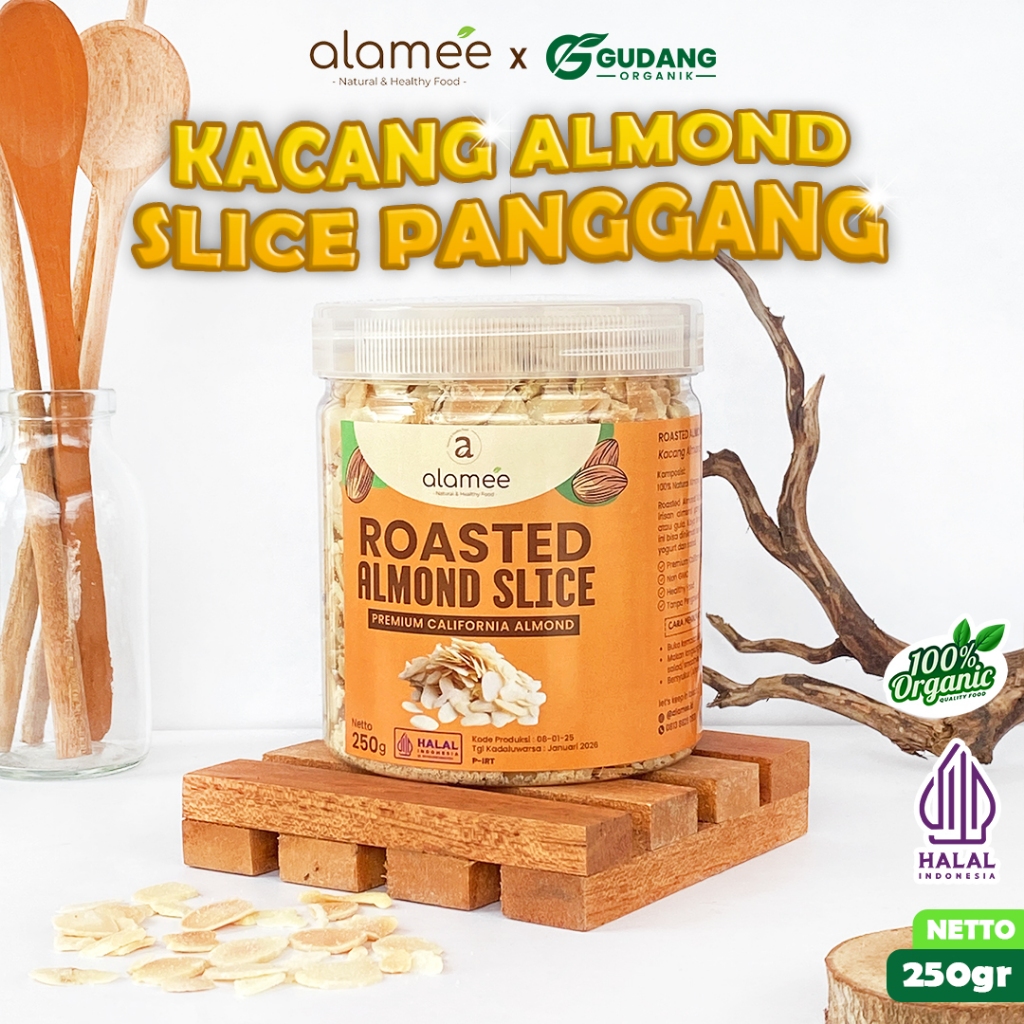 

ALAMEE Roasted Almond Sliced Almon Slice irisan panggang Kacang Almond Pacang Slice 250gr