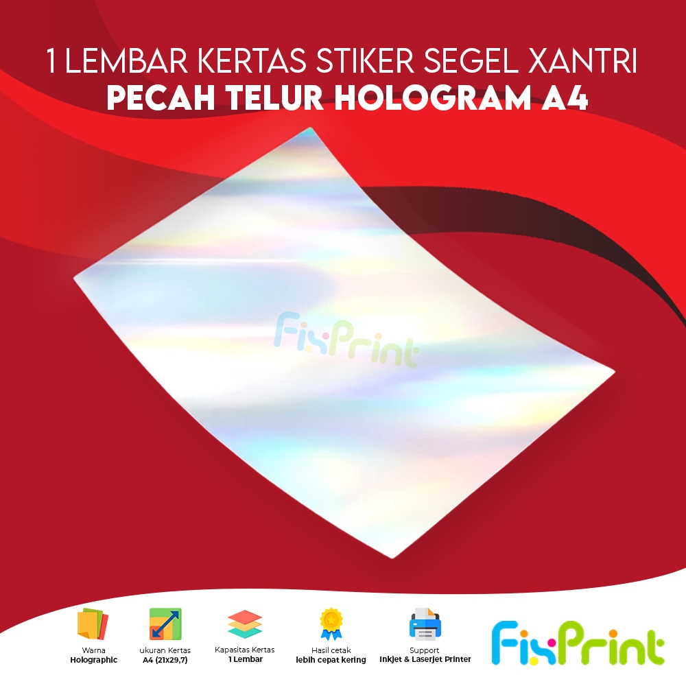 

Lembaran Kertas Xantri Sticker Segel Hologram A4 Pecah Telur Sticker Holographic