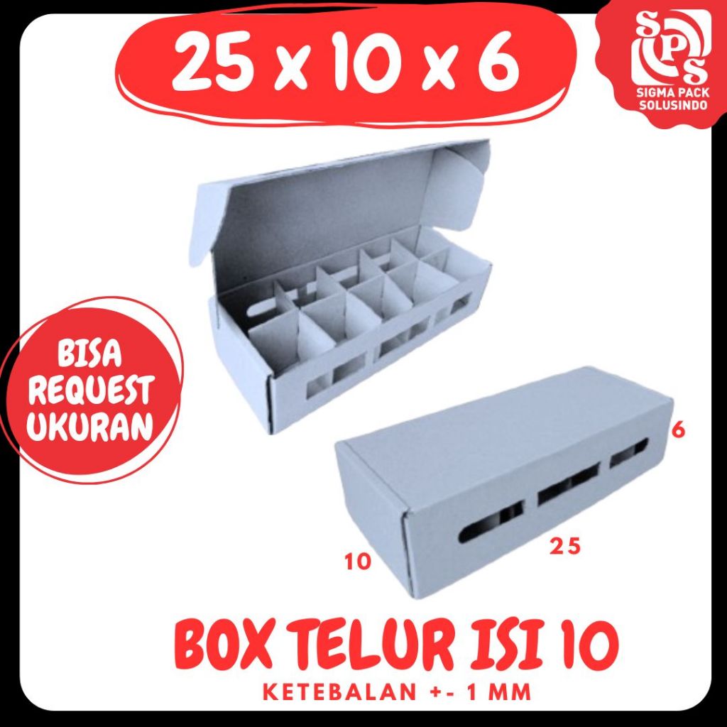 

Box Telur Isi 10 25x10x6 + Sekat Kardus Eflute Telur Endok Endog Traytelur Dus Telur Ayam Zigma Pack