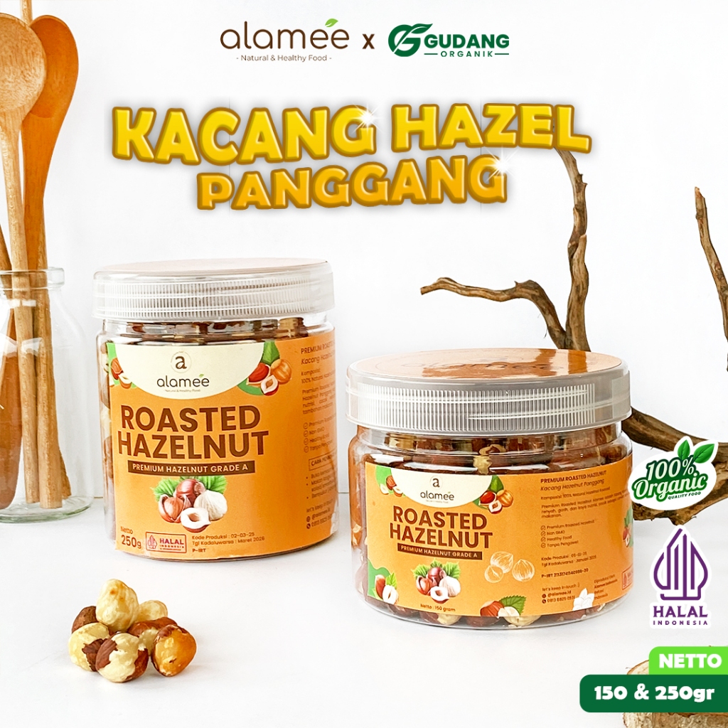 

ALAMEE Kacang Hazelnut Panggang Hazelnut Roasted Cemilan Sehat Rendah Kalori Kacang Kemiri 250gr
