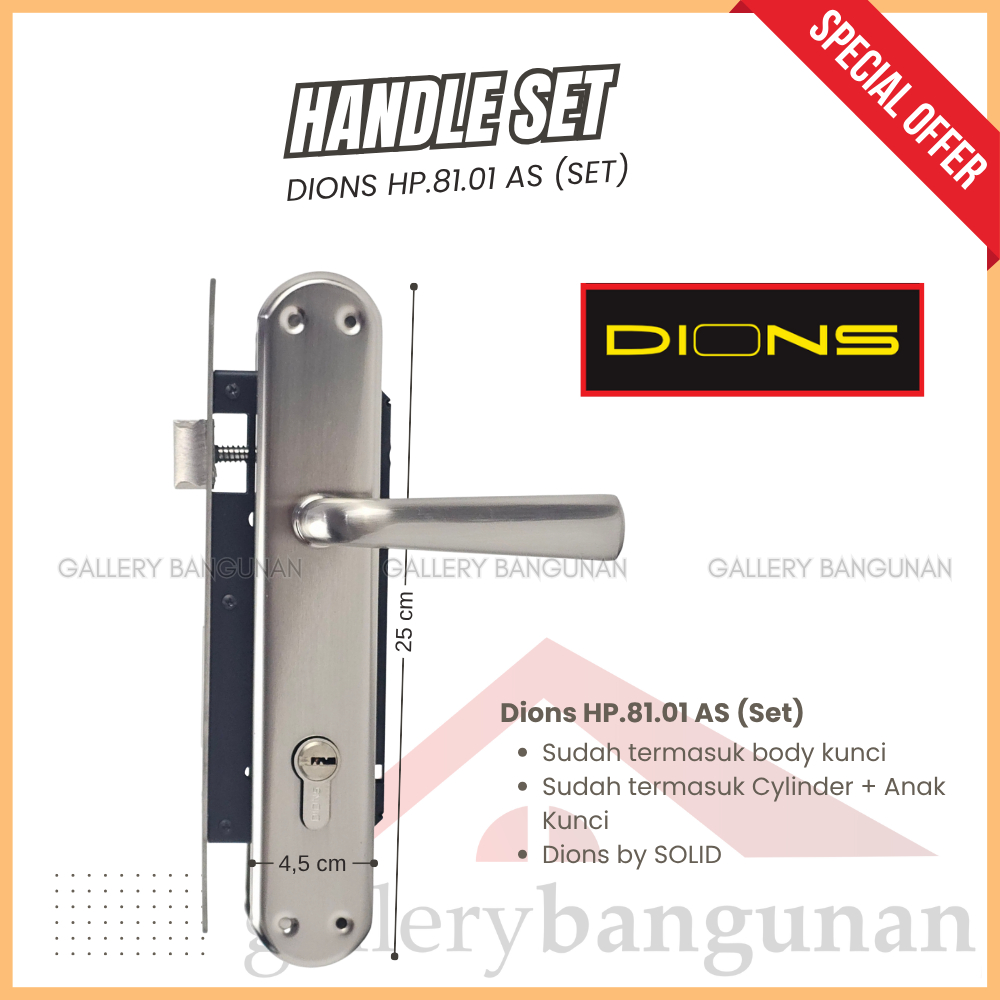 Kunci Besar HP.81.01 AS Set Dions Gagang Pintu Rumah Kamar Ukuran Komplit HP 81.01 81 01