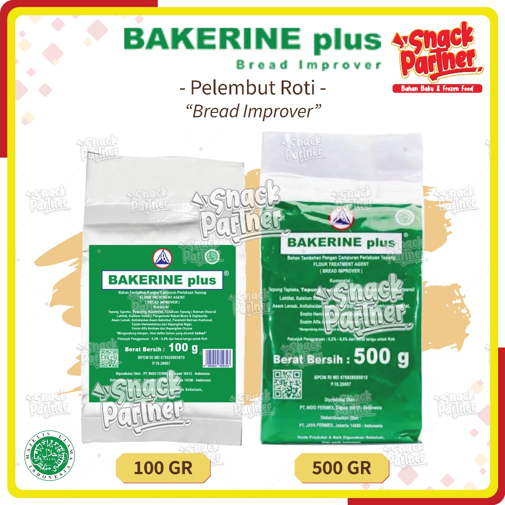 

BAKERINE PLUS 100 500 GR - BREAD IMPROVER - Bahan Pelembut Pengempuk Cake Roti Bolu Kue Kering Bolu Kukus
