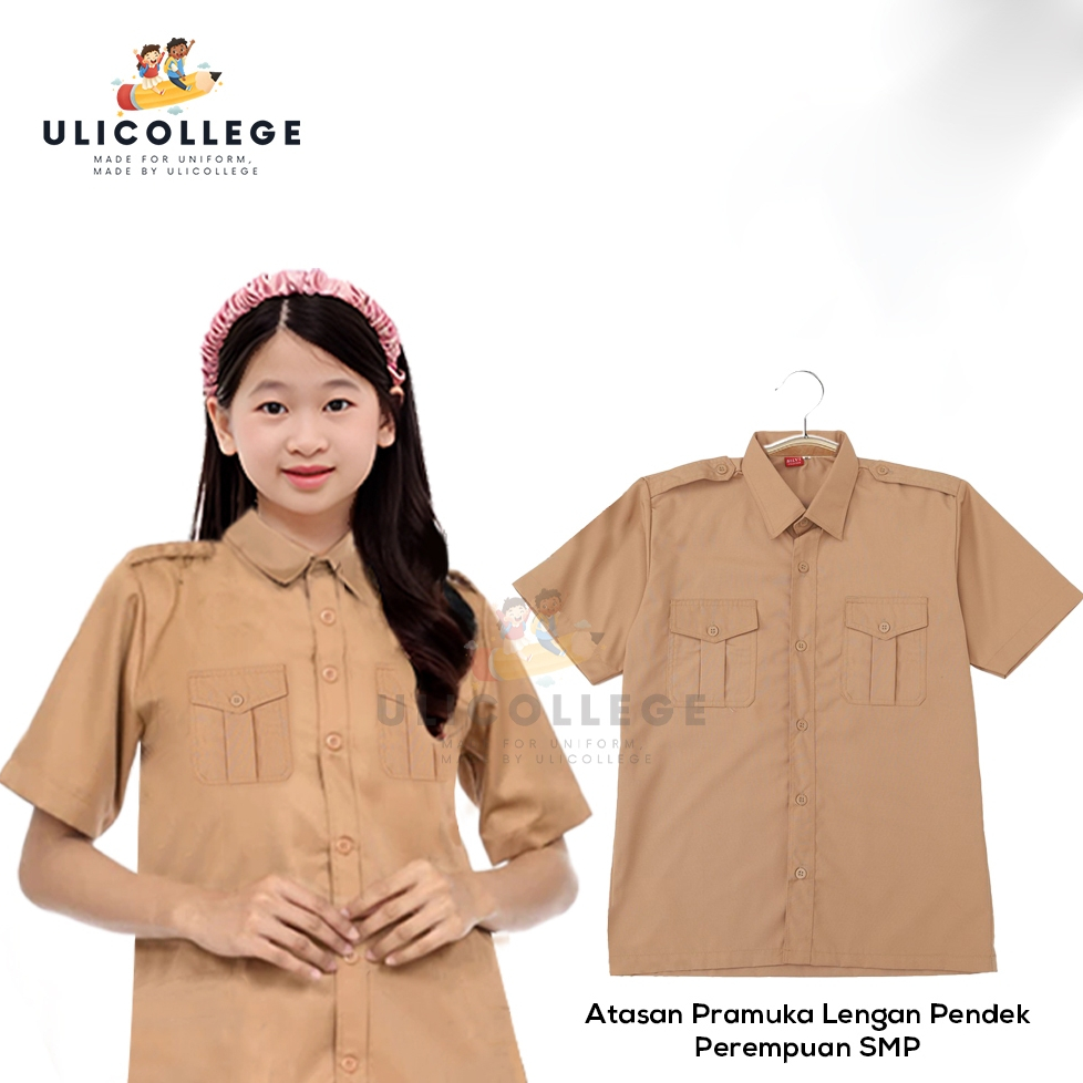 UliCollege Baju Seragam Pramuka Anak SMP Perempuan Lengan Pendek Termurah dan Terbaru