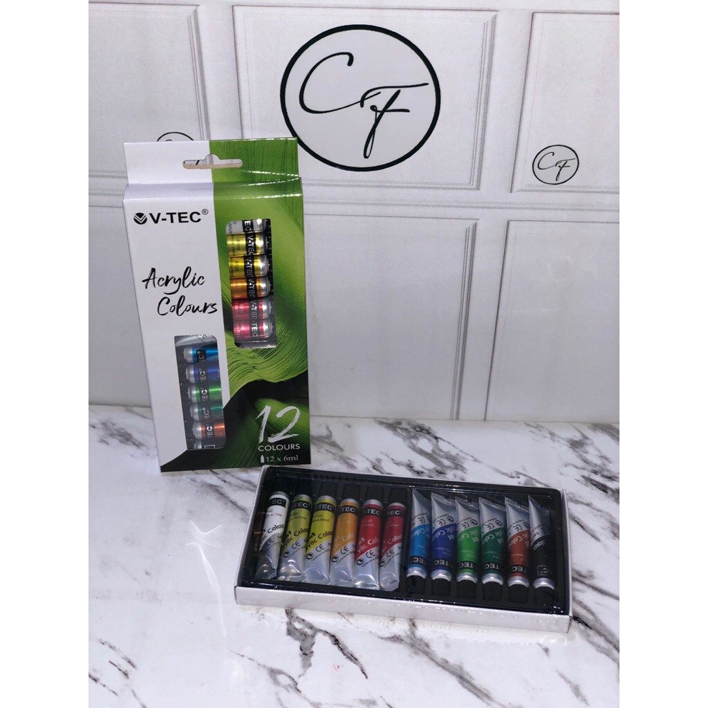 

N/A Cat Lukis VT-612/A Acrylic Color Cat Akrilik V-TEC 6 ML 12 Warna Set Paint