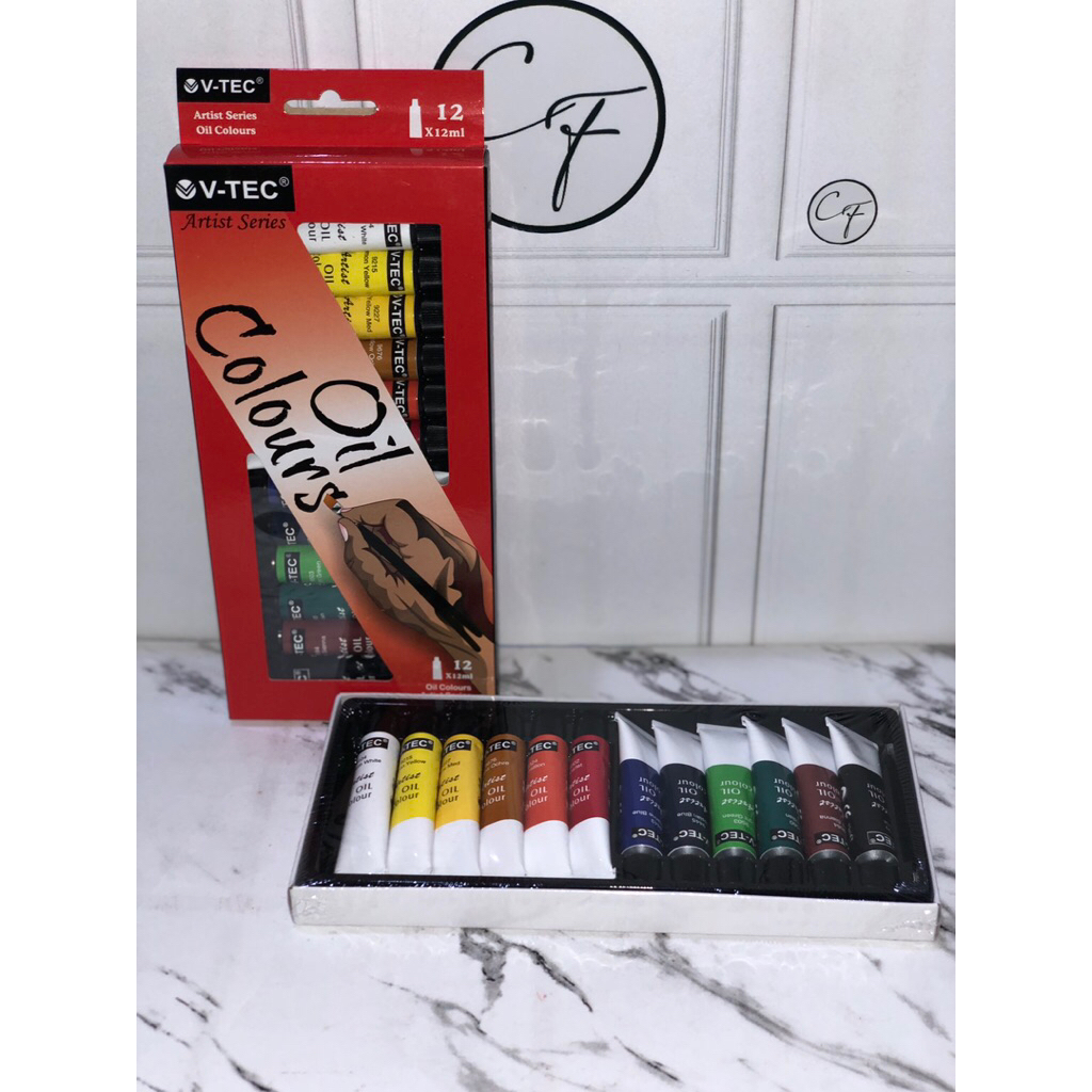 

N/A Cat Lukis VT-1386/O OIL Color Cat Minyak V-TEC 12 ML 12 Warna Set Paint