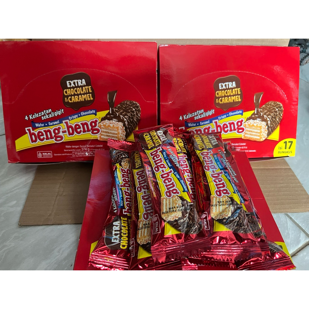 

Beng beng extra chocolate dan caramel