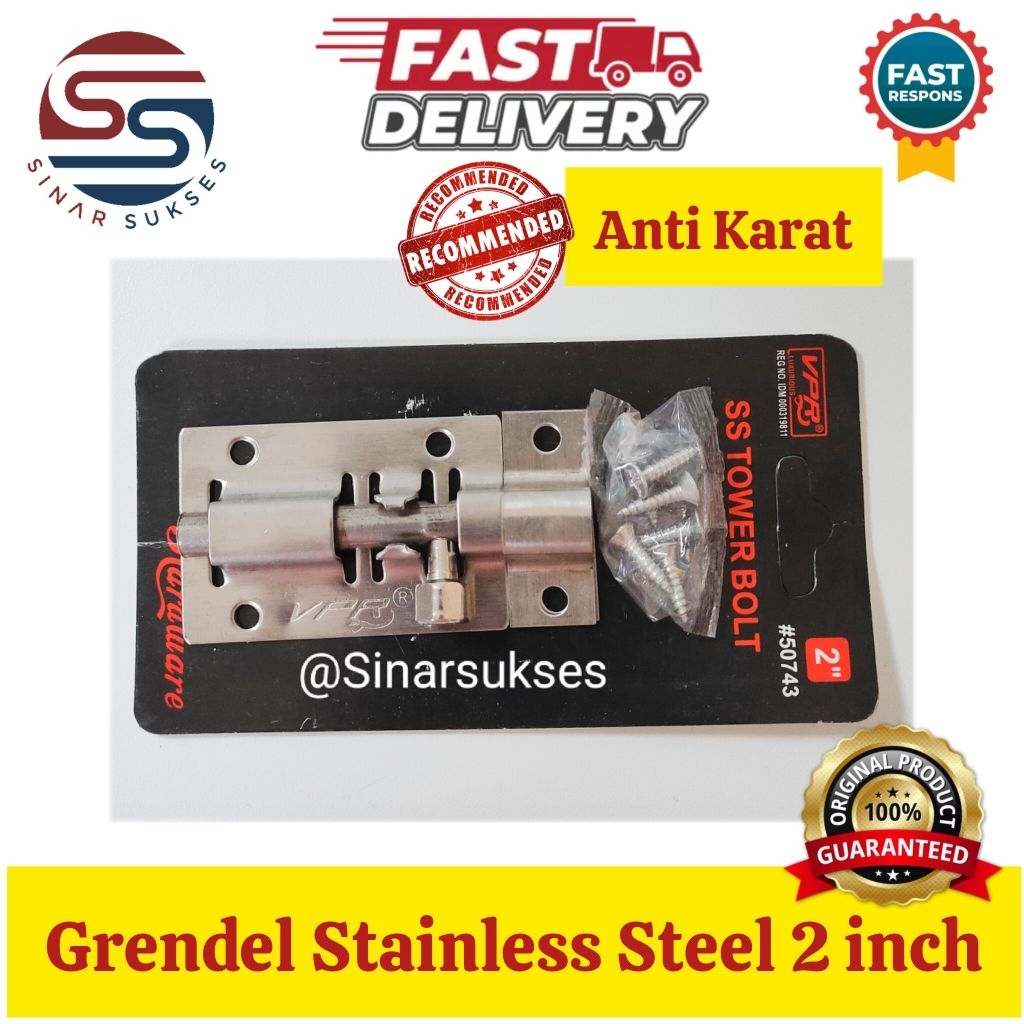 Grendel Stainless Steel 2 inch Anti Karat/ Grendel Stainless Steel Murah/ Slot Plat Stanlis Murah 2"