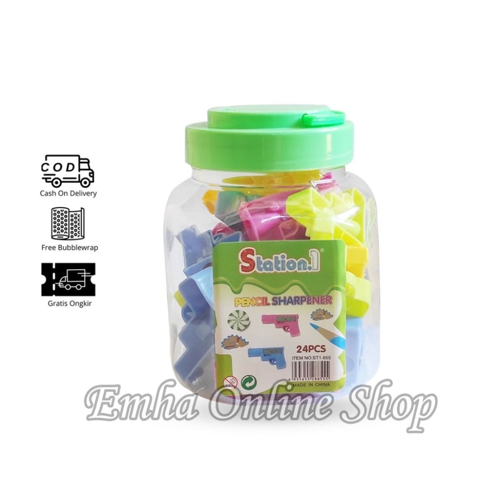 

Rautan Serutan Pensil Toples Isi 24PCS Bentuk Pistol Stationery Station1