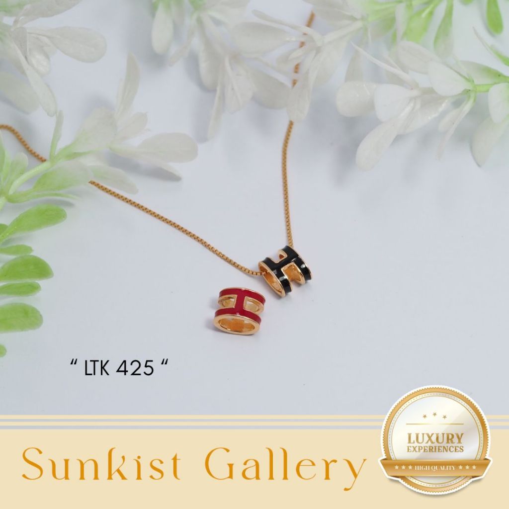 LIONTIN EMAS WANITA MODEL TERBARU WARNA MERAH DAN HITAM EMAS ASLI EMAS MUDA KADAR 8K (375) LIONTIN T