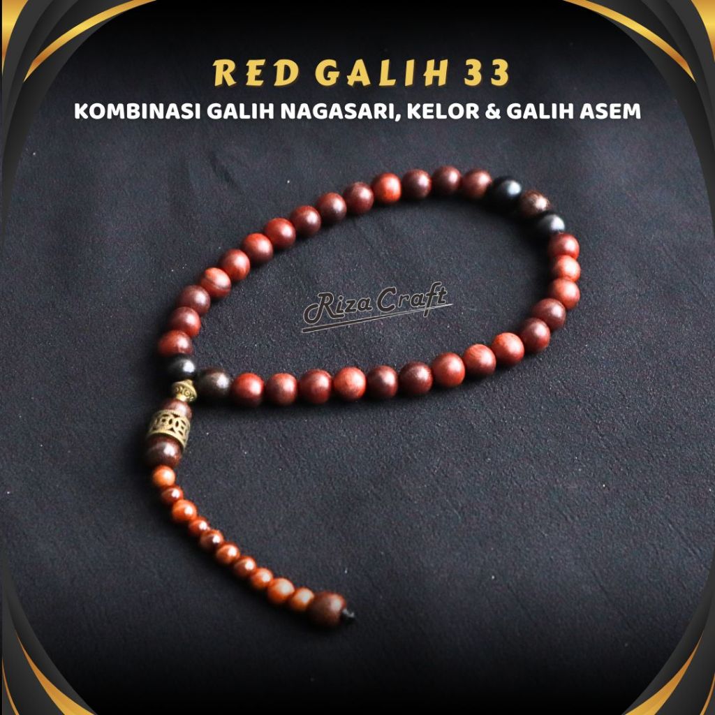 Tasbih 33 Butir Kayu Galih Nagasari mix Galih Asem Kelor Hitam Cirebon ASLI 100% Original by RIZACRA