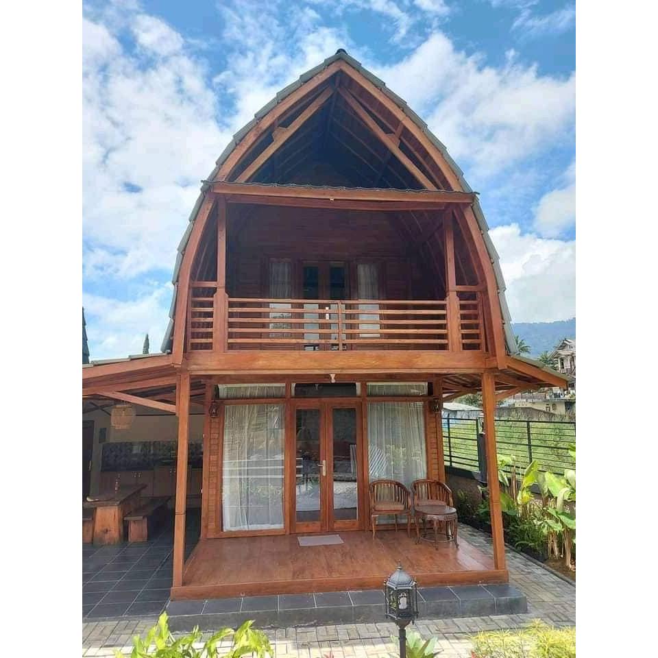RUMAH KAYU LUMBUNG KAYU JATI, RUMAH LUMBUNG 2 LANTAI, RUMAH LUMBUNG MINIMALIS, TERBUAT DARI KAYU JAT