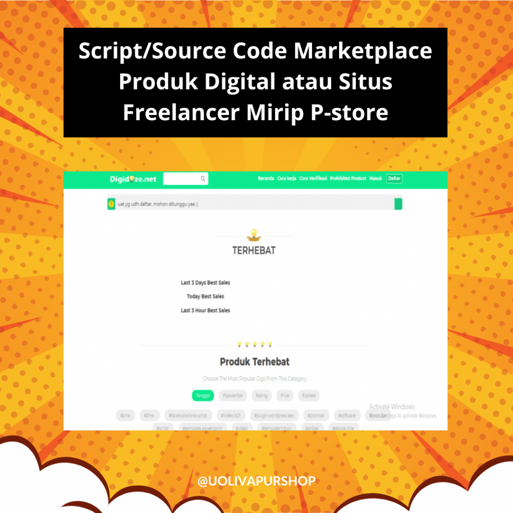 Script atau Source Code Marketplace Produk Digital atau Situs Freelancer Mirip P-store