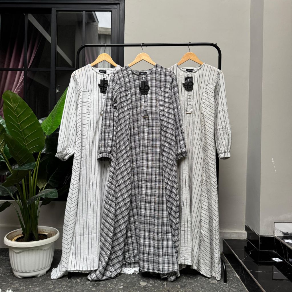 Terbaru Gamis Journey Mocca Motif Dress Gamis Salur Cantik Remaja Dewasa Wanita Muslim Lebaran