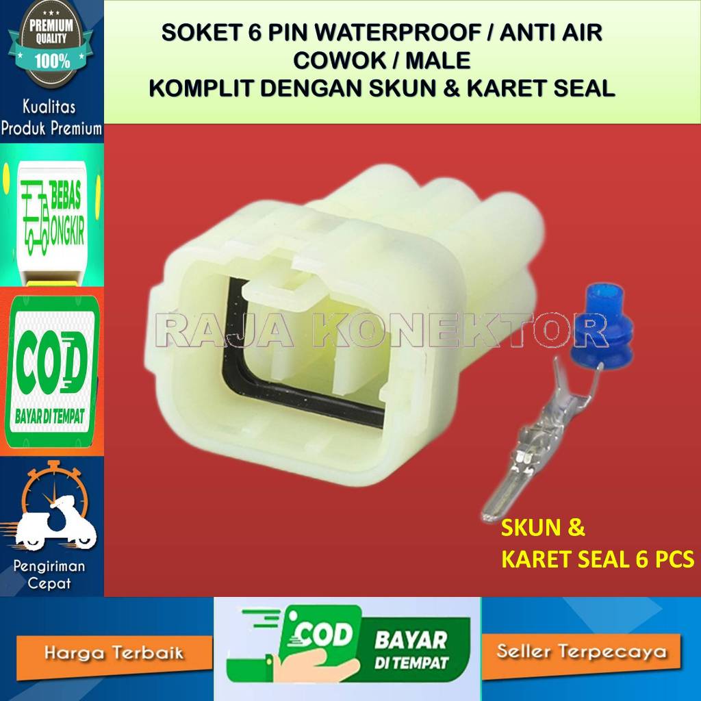 SOKET 6 PIN COWO DLC KAWASAKI SUZUKI KTM GSX –SOKET 6 PIN  DLC RESET -SOKET DLC SHORT TAHAN PANAS