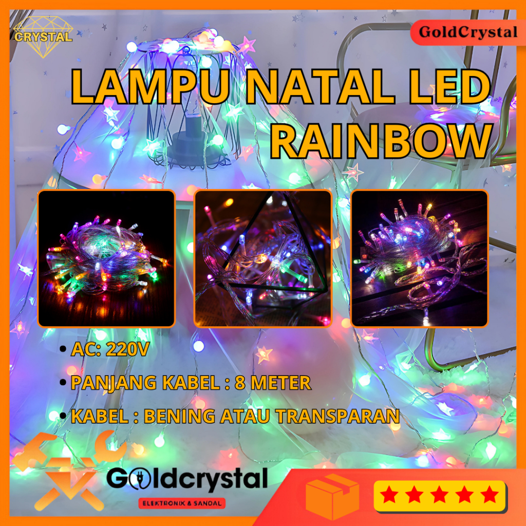 Lampu Natal Rainbow 8Meter/40LED Light Tumblr Lampu Hias warm white lampu tumblr 7 warna