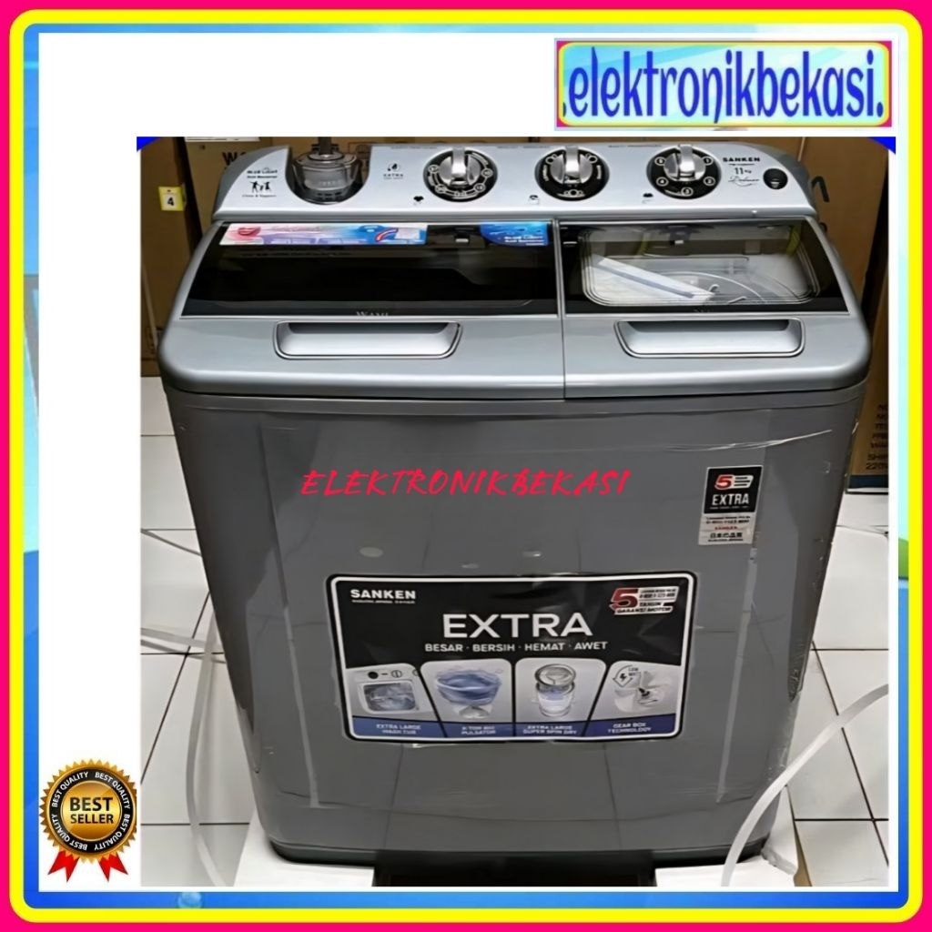 MESIN CUCI SANKEN TW 1128 HGY / MESIN CUCI SANKEN 2 TABUNG 11KG / SANKEN TW-1128HGY MESIN CUCI 11 KG