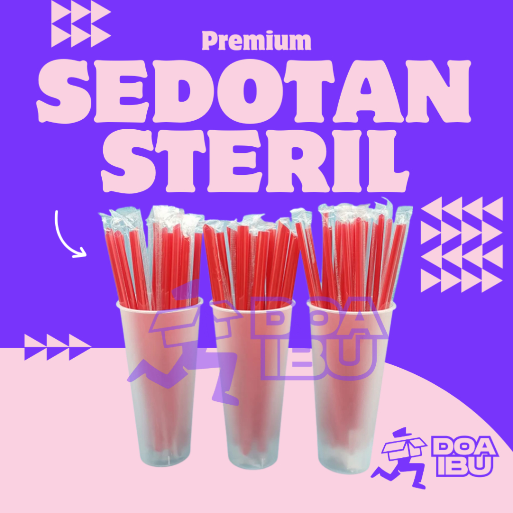 [100 pcs] sedotan steril 6mm x 20cm Bungkus Plastik Higenis Golden Straw sedotan cafe Sedotan Transp