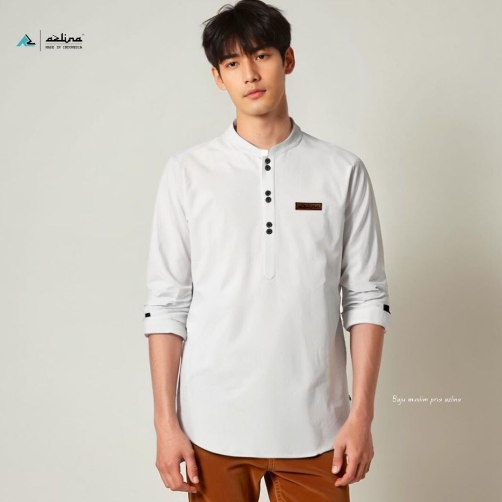 Azlina Exclusive Premium Baju Koko Pria Dewasa Muslim Kurta Modern