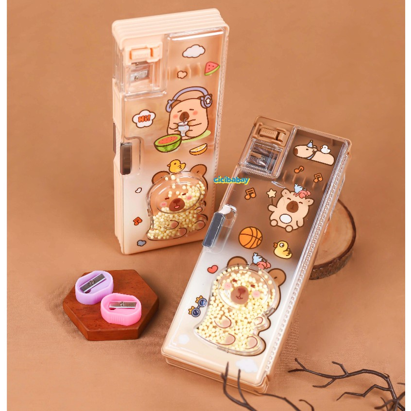 

Kotak Pensil Case Magnet 2 Sisi Pencil Case Motif Capybara Magnetic Lengkap Dengan Peruncing Tempat Pensil Karakter Timbul